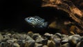 electric blue jack dempsey cichlid fish in aquarium Royalty Free Stock Photo