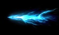 Electric blue lightning bolt on a black background, representing energy, power, and speed in a dynamic Royalty Free Stock Photo