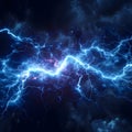 Electric blue lightning bolt cuts through the dark purple cloudy sky Royalty Free Stock Photo