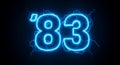 Electric Blue Number Eighty Three with Lightning Effects on Dark Background Royalty Free Stock Photo