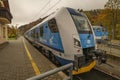 Electric blue passenger unit train in Kouty nad Desnou station CZ 11 05 2023