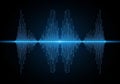 Electric blue soundwaves form symmetrical patterns on a dark Royalty Free Stock Photo