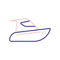 Electric Boat Icon, Enjoy the Edge of the Ocean or Lake With a Small Boat.