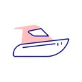 Electric Boat Icon, Enjoy the Edge of the Ocean or Lake With a Small Boat.