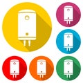 Electric boiler icon, color icon with long shadow Royalty Free Stock Photo