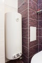 Electric Boiler wall water heater in bathroom.