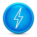 Electric bolt icon glass shiny blue round button isolated design vector illustration Royalty Free Stock Photo