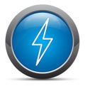 Electric bolt icon premium blue round button vector illustration Royalty Free Stock Photo