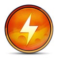 Electric bolt icon shiny bright orange round button illustration Royalty Free Stock Photo