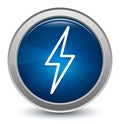 Electric bolt icon starburst shiny blue round button illustration design concept Royalty Free Stock Photo