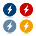 Electric bolt icon trendy flat round buttons set illustration design Royalty Free Stock Photo