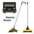 Electric broom realistic isolated from different sides