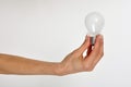 Electric bulb in hand Royalty Free Stock Photo