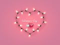 Electric bulb in heart shaped frame with hearts. Royalty Free Stock Photo