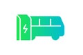 Electric bus charging in charger station icon. Electrical e-bus energy charge green gradient symbol. Eco friendly Royalty Free Stock Photo