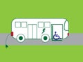 Wheelchair ramp equipped electric bus accessible for disabled people