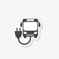 Electric bus, front view silhouette sticker icon isolated on white background Royalty Free Stock Photo