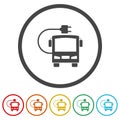 Electric bus icon. Set icons in color circle buttons Royalty Free Stock Photo