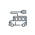 electric bus icon vector from mother earth day concept. Thin line illustration of electric bus editable stroke. electric bus Royalty Free Stock Photo