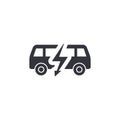 Electric bus, side view silhouette, simple black icon on white Royalty Free Stock Photo