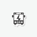 Electric bus sticker icon isolated on white Royalty Free Stock Photo