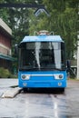 Electric bus at a stop