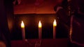 Electric candles in Xmas display Royalty Free Stock Photo