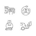 Electric car benefits linear icons set