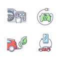 Electric car benefits RGB color icons set