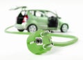 Electric car with cable and plug Royalty Free Stock Photo