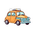 the electric car, cartoon style, color, minimalist, white PNG isolated background Royalty Free Stock Photo