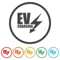 Electric car charge station icon. Set icons in color circle buttons Royalty Free Stock Photo