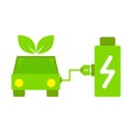 Electric car charging battery in charging station. electric car with battery illustration