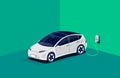 Electric car charging at home charger wall-box Royalty Free Stock Photo