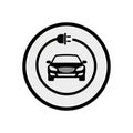 Electric Car Charging Icon with Plug and Cable on White Background electric vehicle Royalty Free Stock Photo