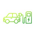 Electric car charging icon symbol, EV car green hybrid vehicles charging point station