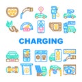 electric car charging icons set vector Royalty Free Stock Photo