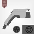 Electric car charging plug vector illustration. SAE J1772 connector type