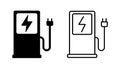 Electric Car Charging Station Icon. Charger With Plug for Electrical Power Auto Sign Royalty Free Stock Photo