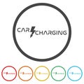 Electric car charging station icon. Set icons in color circle buttons Royalty Free Stock Photo