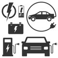 Electric car charging station icons