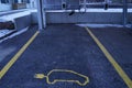 Electric car charging station on a public parking place.