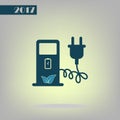 Electric car charging station sign icon