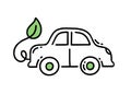 Electric car. Co2 climate change concept green energy. Vector isolated doodle