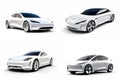 Electric car in concept. EV White hatchback sedan isolated on white background. generative AI.