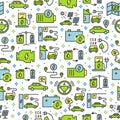 Electric car conceptual seamless pattern Royalty Free Stock Photo
