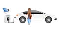 Electric car driver flat color vector faceless character