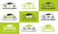 Electric Car Eco Nine Icons Design Isolated Royalty Free Stock Photo