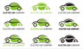 Electric Car Eco Nine Icons Design Isolated Royalty Free Stock Photo