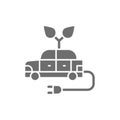 Electric car, ecological automobile, wasteless grey icon. Royalty Free Stock Photo